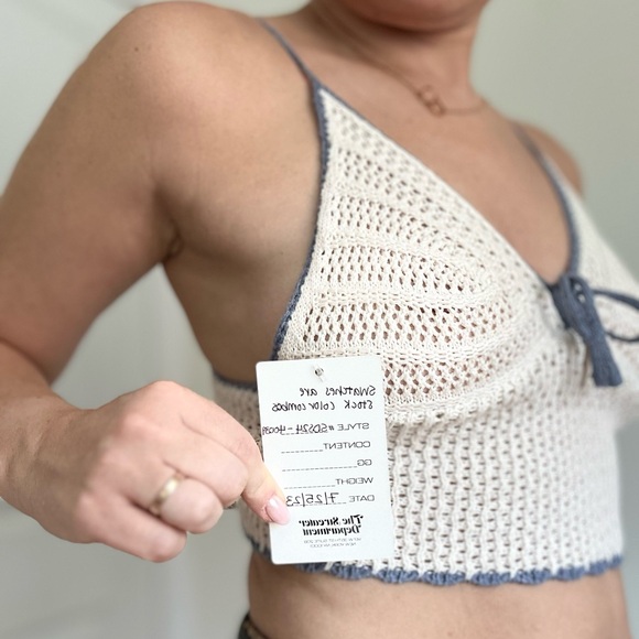 Crochet Knit Bralette with Lace Up Back - Picture 7 of 8